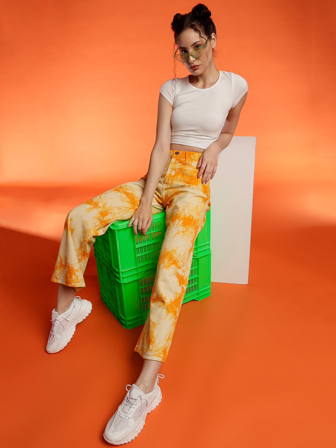 Belliskey Women Flared High-Rise Clean Look Cropped Denim Jeans