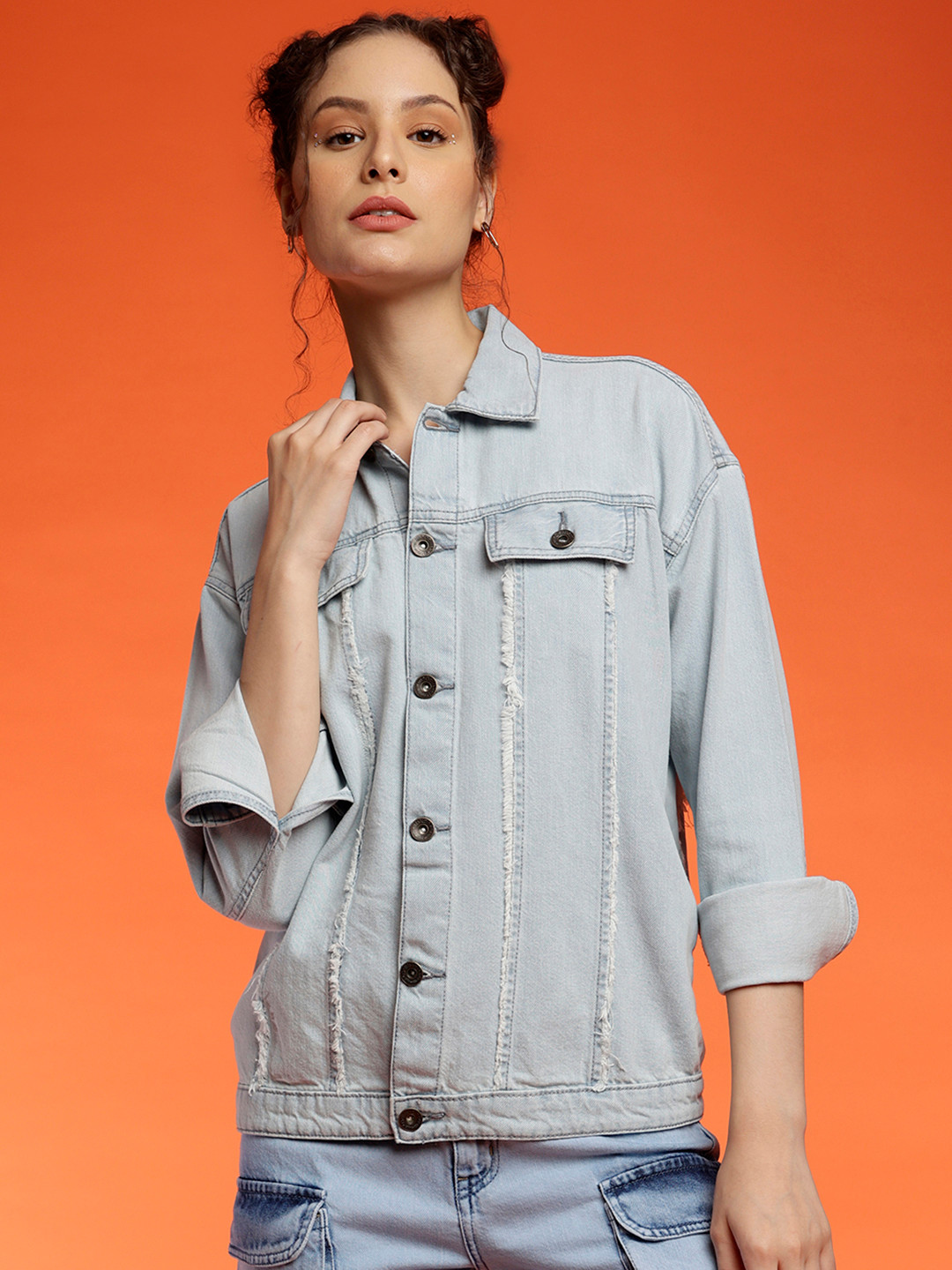 Belliskey Tie & Dye Crop Denim Jacket