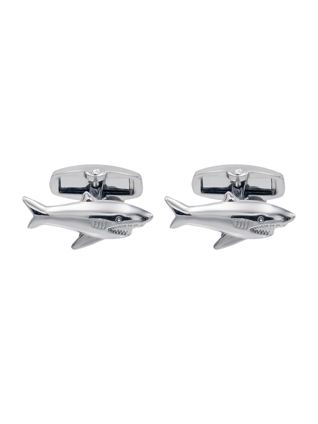 bodha Silver-Plated Shark Fish Design Cufflinks