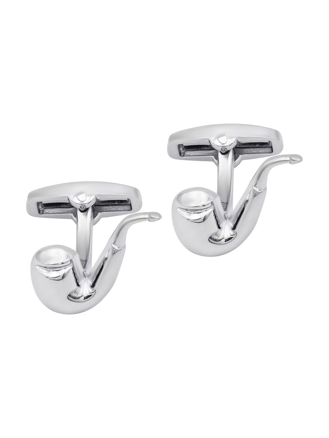 bodha Rhodium Silver Plated E-Pipe Cigarette Design Cufflinks