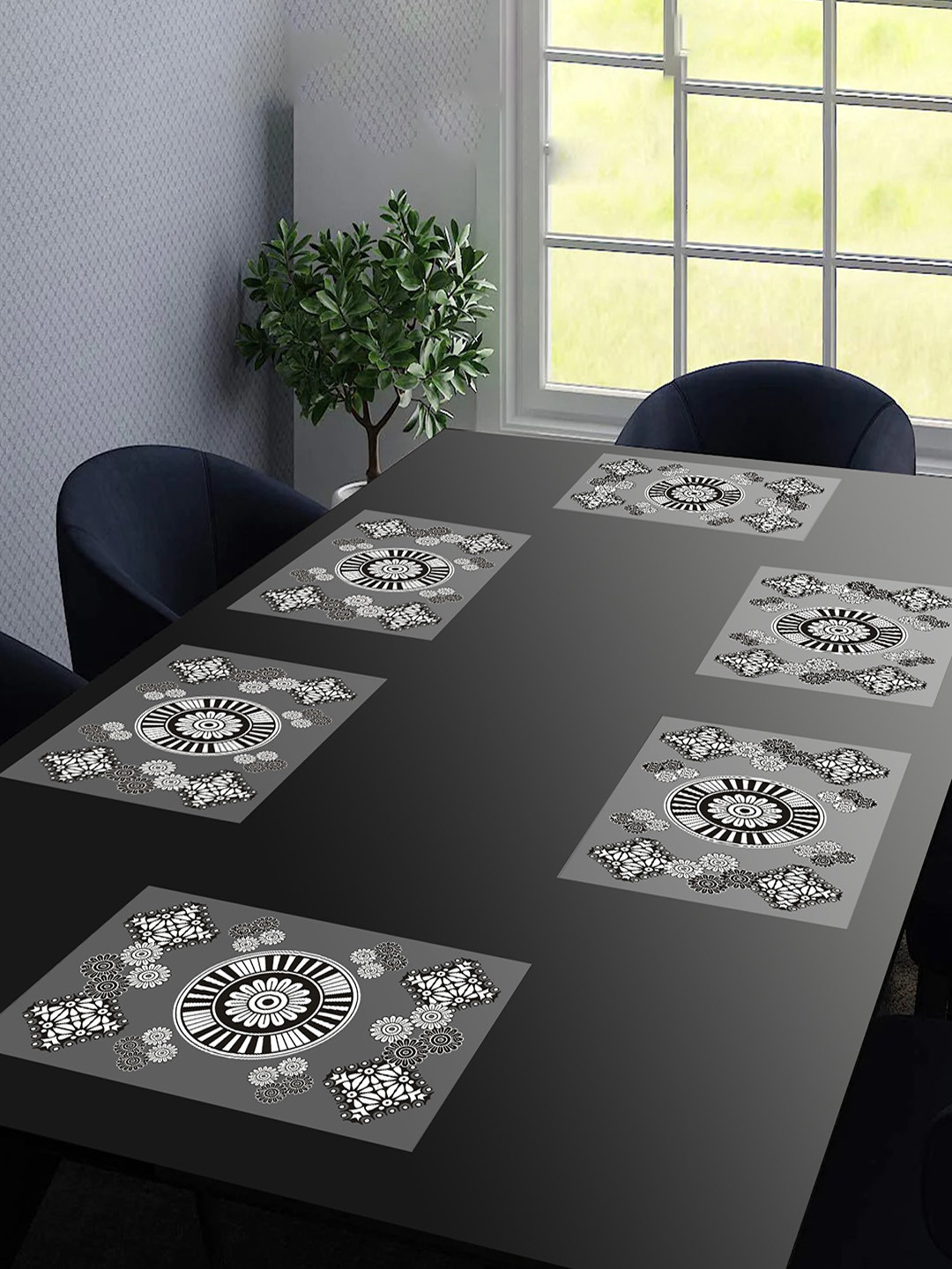 Dakshya Industries New Blossom Silver Toned 6 Pieces Printed Table Placemats