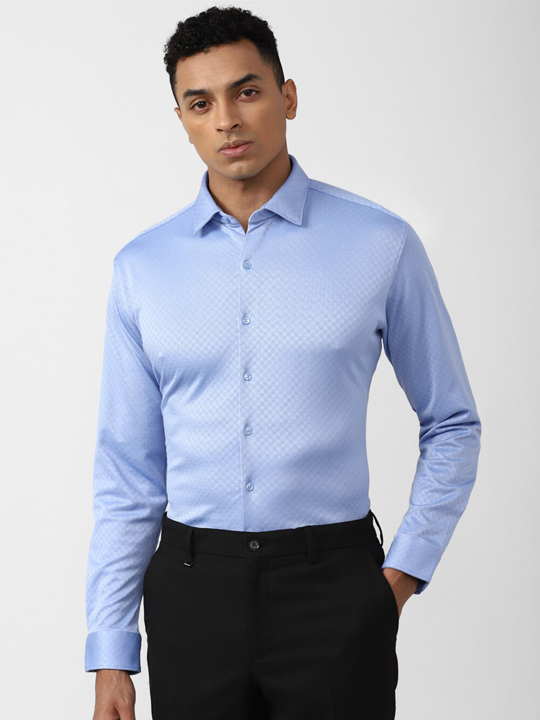 Van Heusen Move Labs Stretchable Self Design Stain Resistant Anti Bacterial Formal Shirt