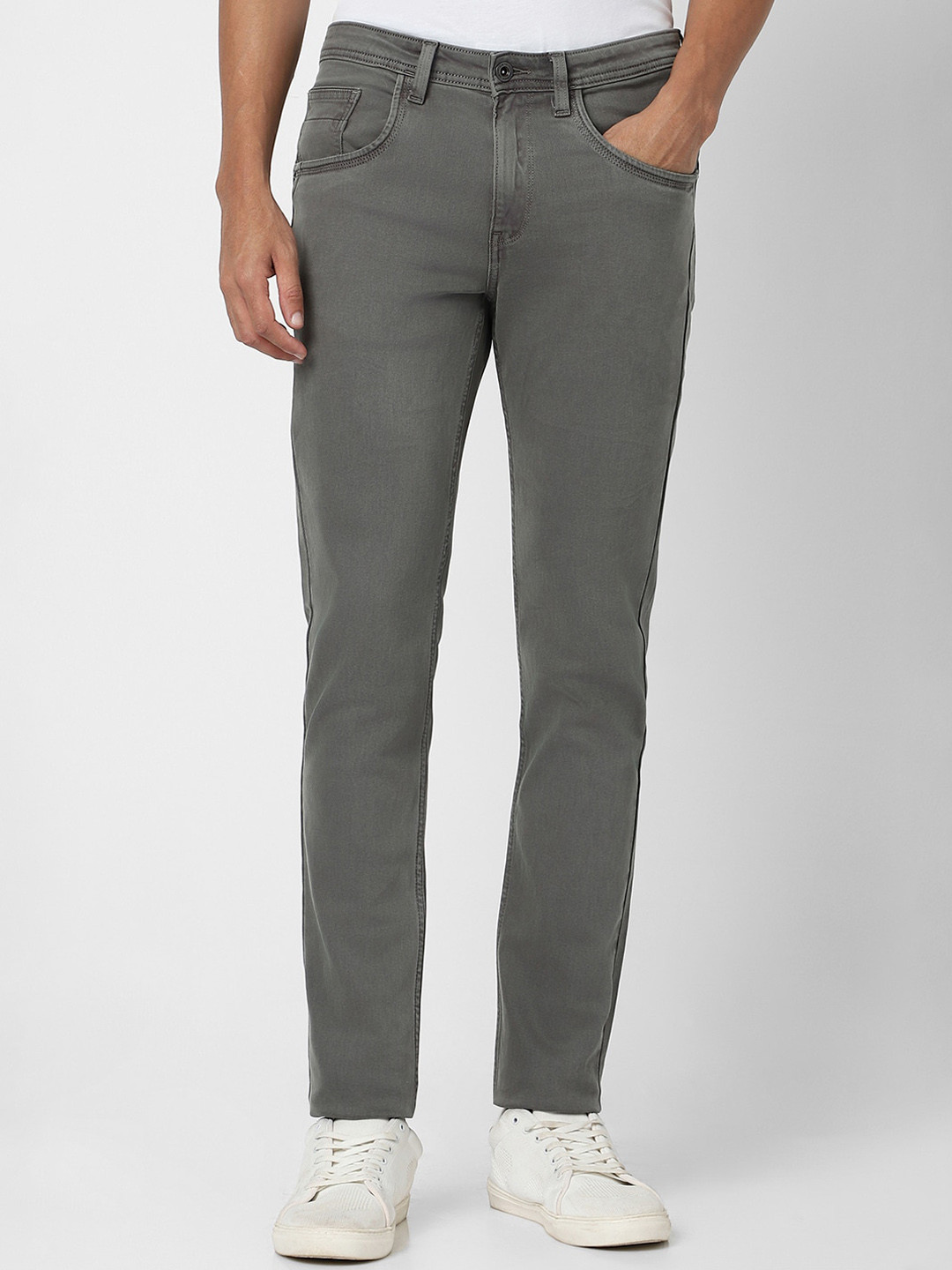 VAN HEUSEN DENIM LABS Men Grey Skinny Fit Cotton Jeans