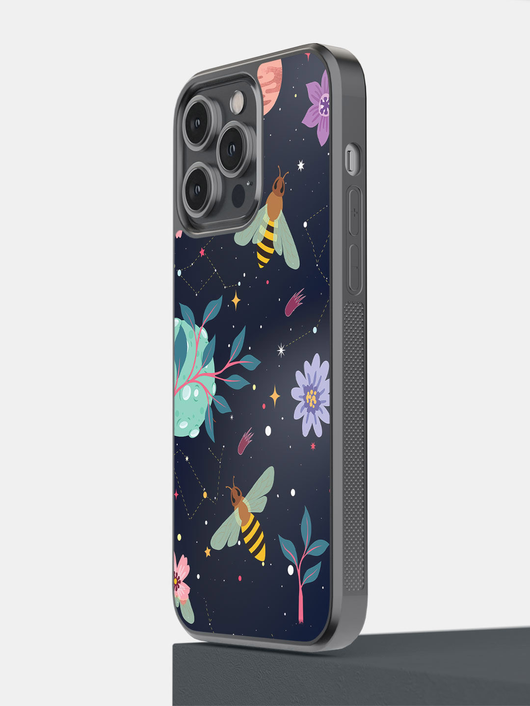 macmerise Space Bees Printed iPhone 14 Pro Max Bumper Case