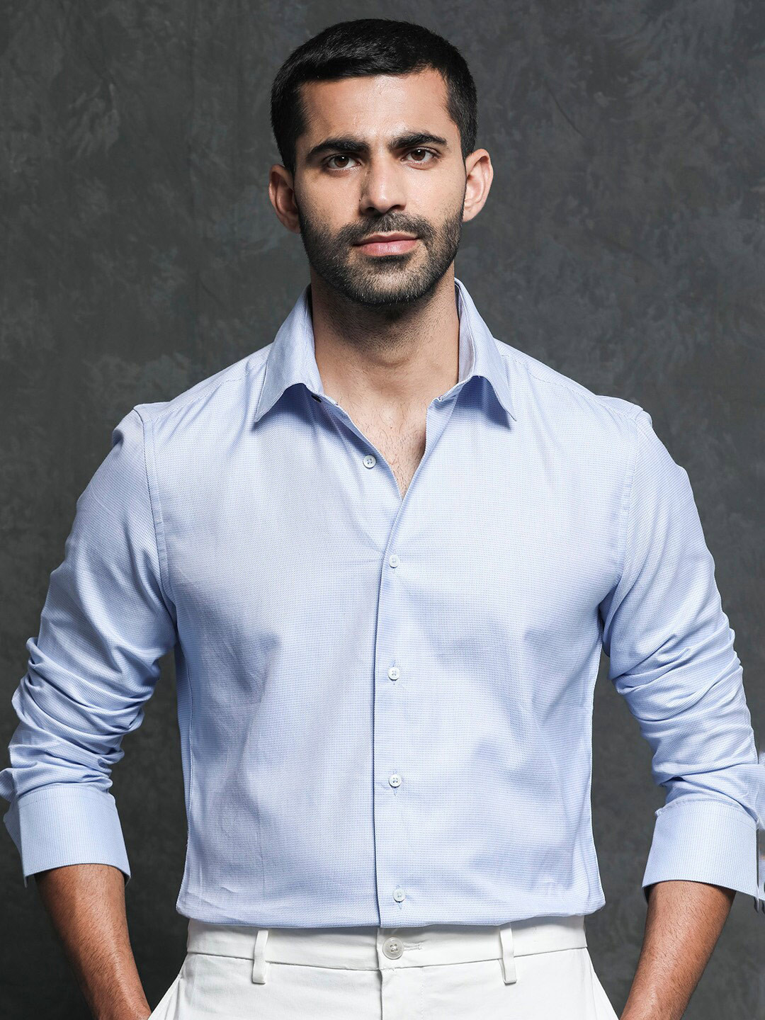 RARE RABBIT Men Lanic Slim Fit Micro Ditsy Printed Cotton Formal Shirt