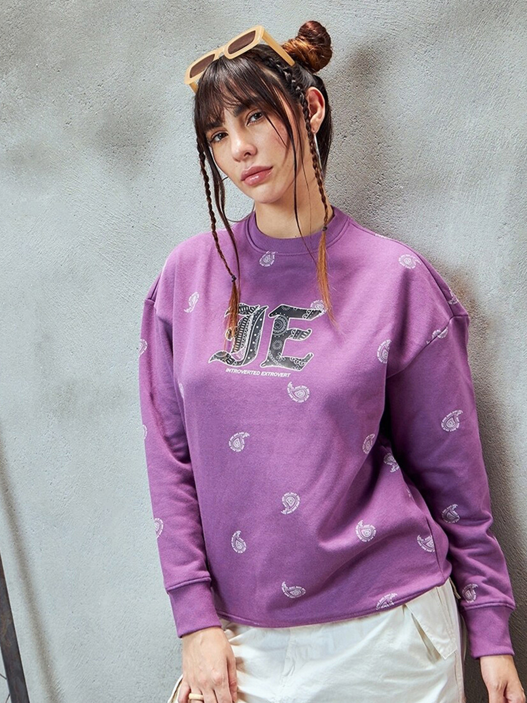 Bewakoof Heavy Duty 1.0 Women Paisley Printed Oversized Sweatshirt