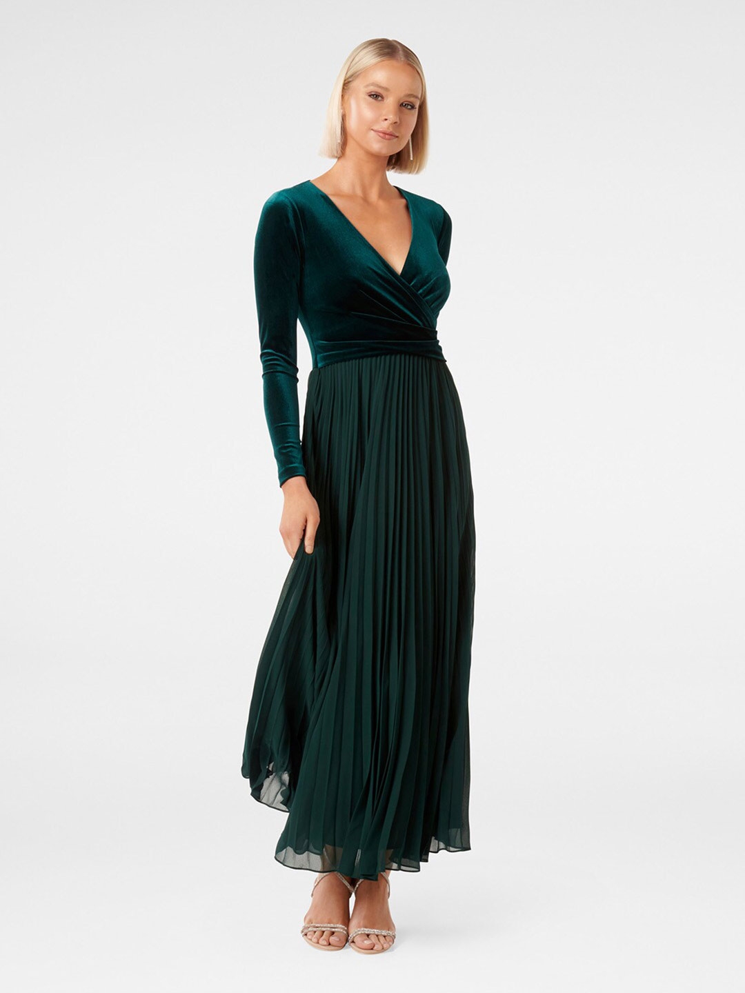 Accordion pleated maxi dress on sale