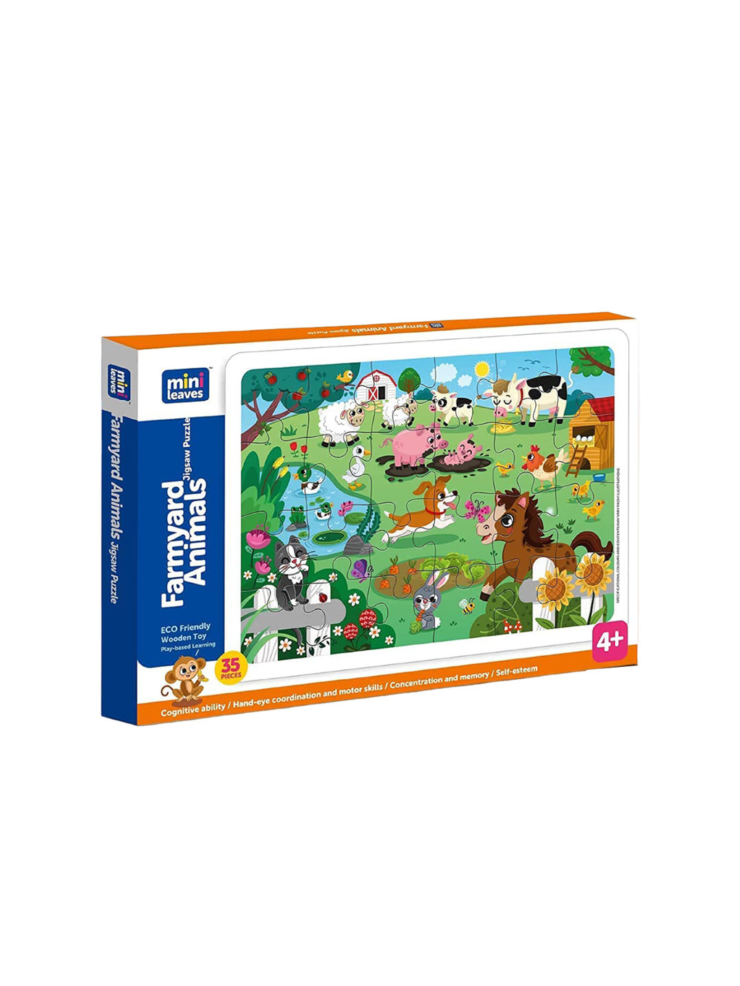 Mini Leaves Kids Farmyard Animals 35-pieces Wooden Jigsaw Puzzles