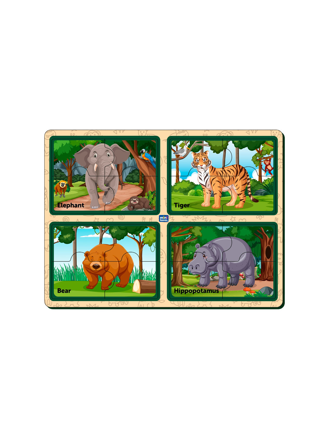 Mini Leaves Kids 4 Pieces Animal Jumbo Puzzle Development Toy