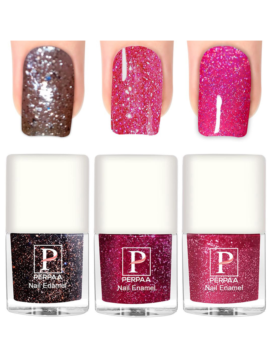 PERPAA Set Of 3 Glitter Light Reflective UV Gel Nail Polish 5ml Each - Shades 95-96-98