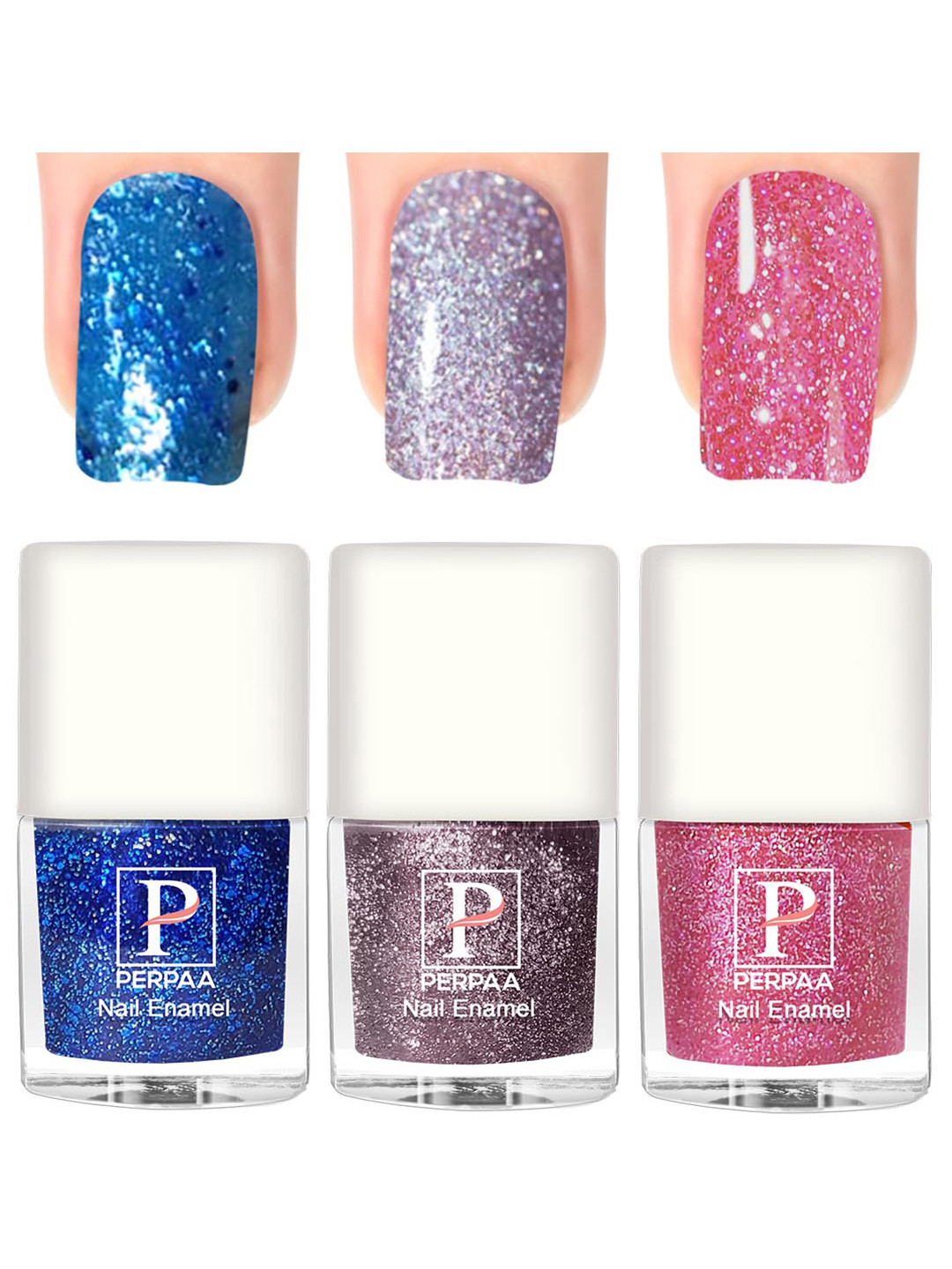 PERPAA Set Of 3 Glitter Light Reflective UV Gel Nail Polish 5ml Each - Shades 93-94-97