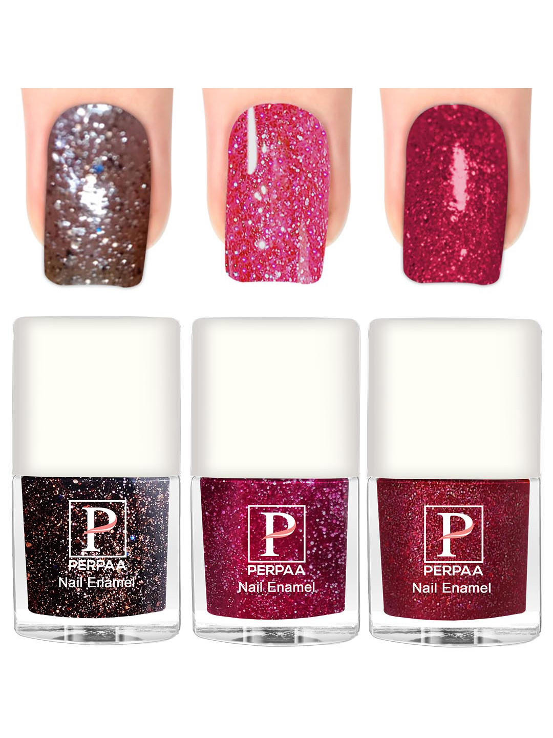 PERPAA Set Of 3 Glitter Light Reflective UV Gel Nail Polish 5ml Each - Shades 95-96-94