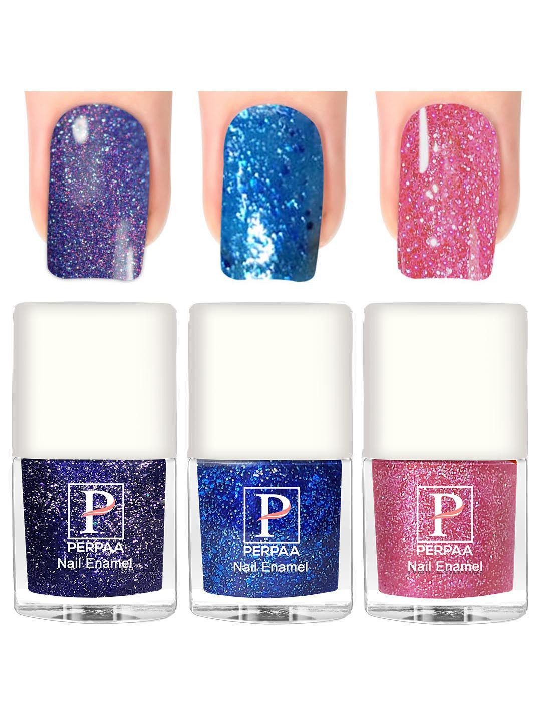 PERPAA 3Pcs Long Lasting Gel Nail Polish - 5ml Each - Blue, Turquoise, Baby Pink