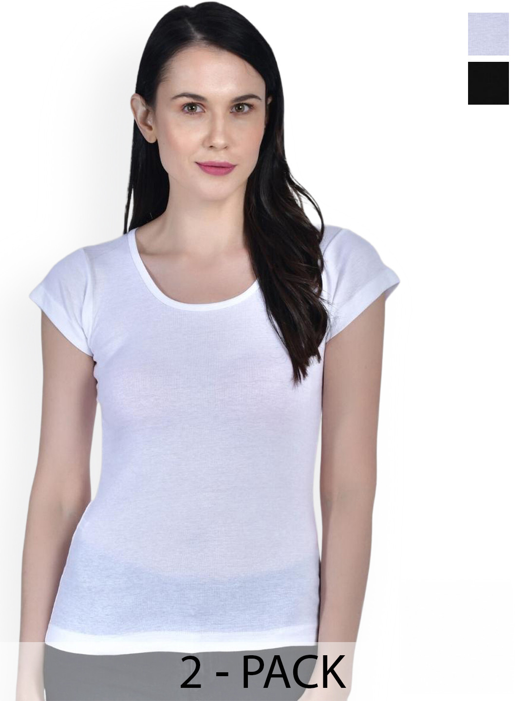Aimly Pack of 2 Cotton Round Neck Top