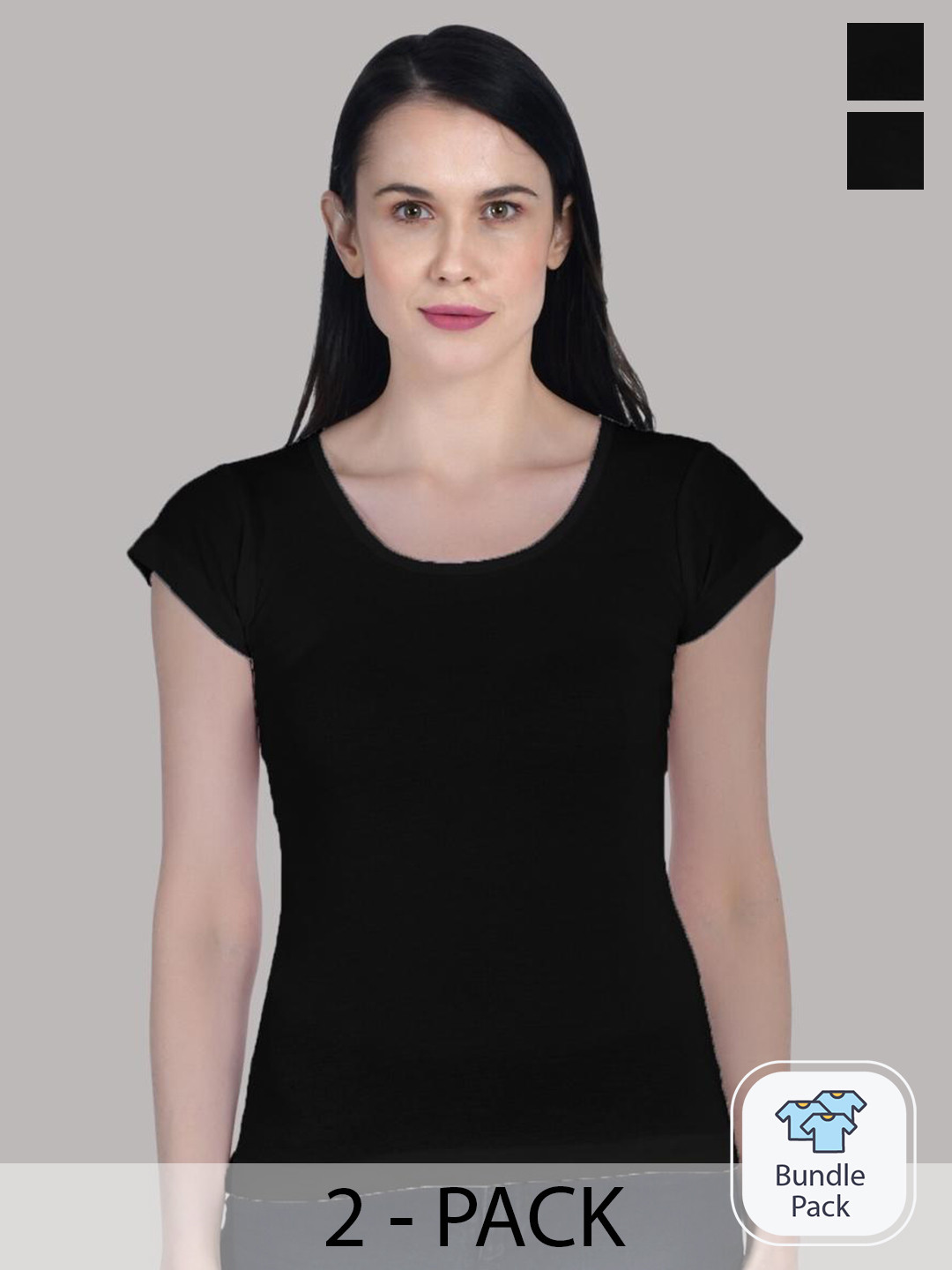 Aimly Pack Of 2 Round Neck Cotton Tops