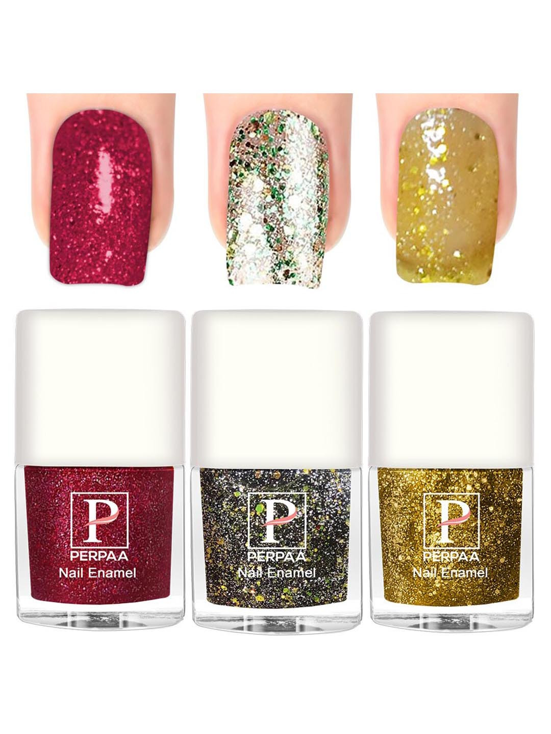 PERPAA 3Pcs Long Lasting Gel Nail Polish - 5ml Each - Red, Green, Yellow