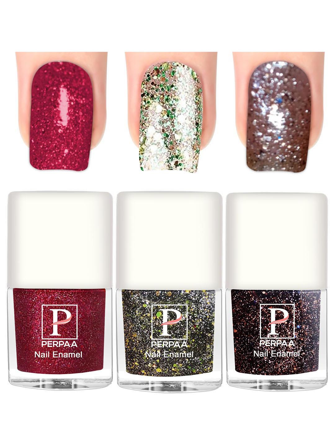 PERPAA 3Pcs Long Lasting Gel Nail Polish - 5ml Each - Red, Green, Brown