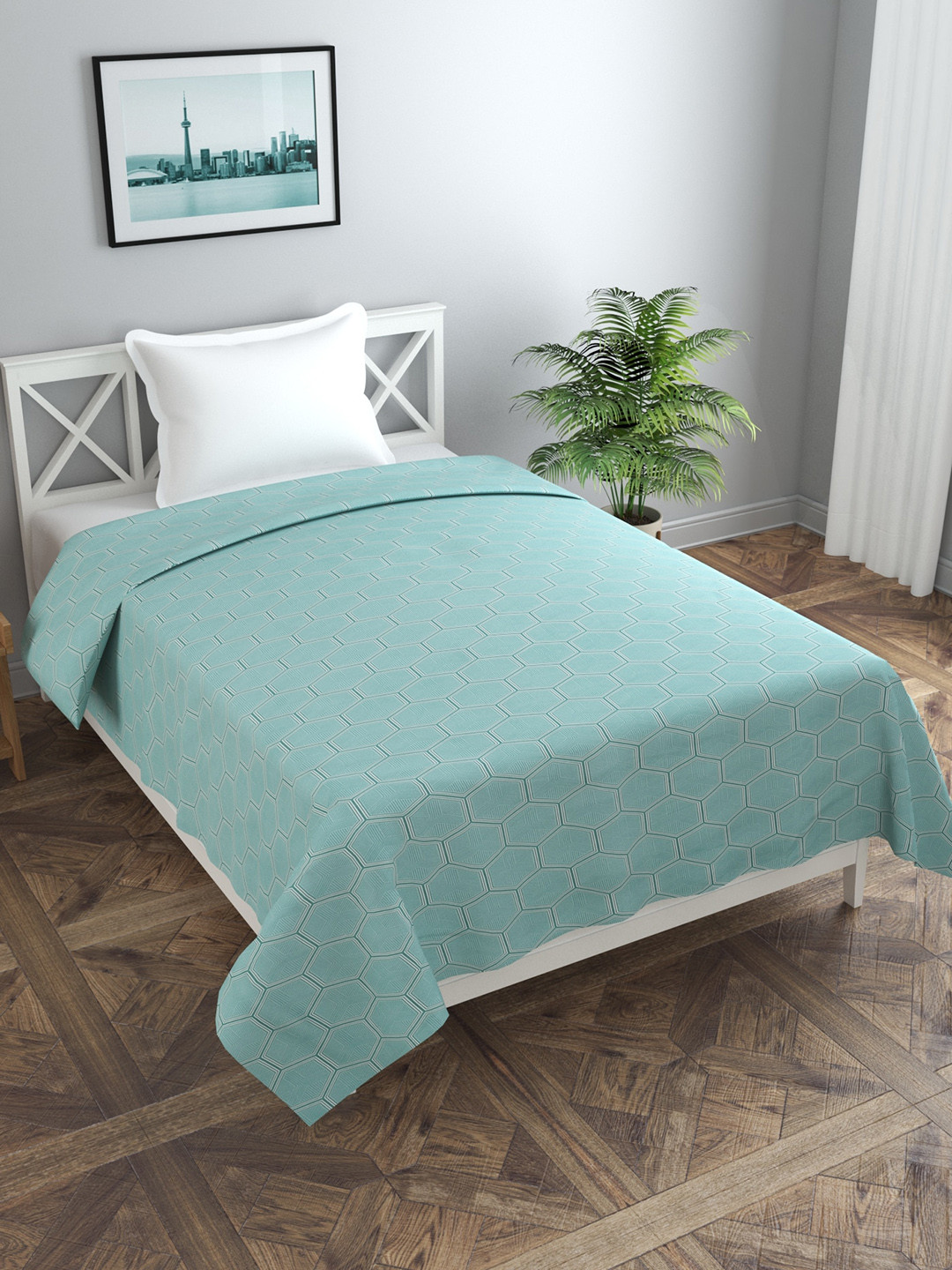 MORADO Green Printed Single Duvet Cover
