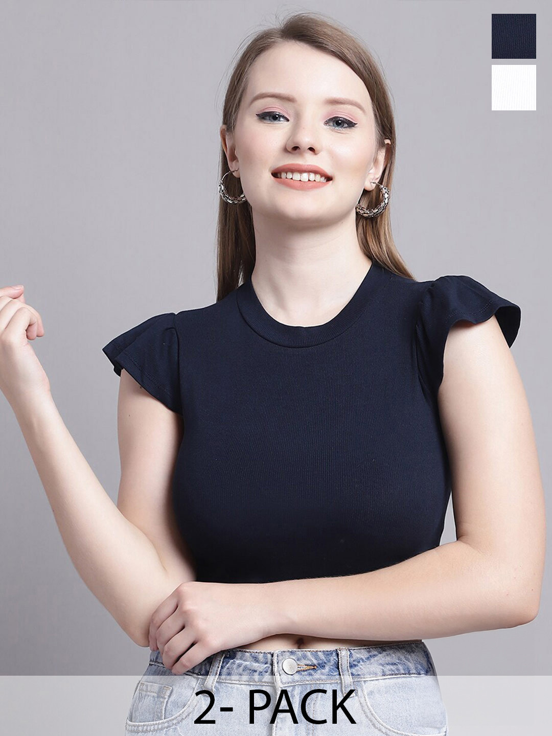 Jinfo Pack Of 2 Flutter Sleeves Top