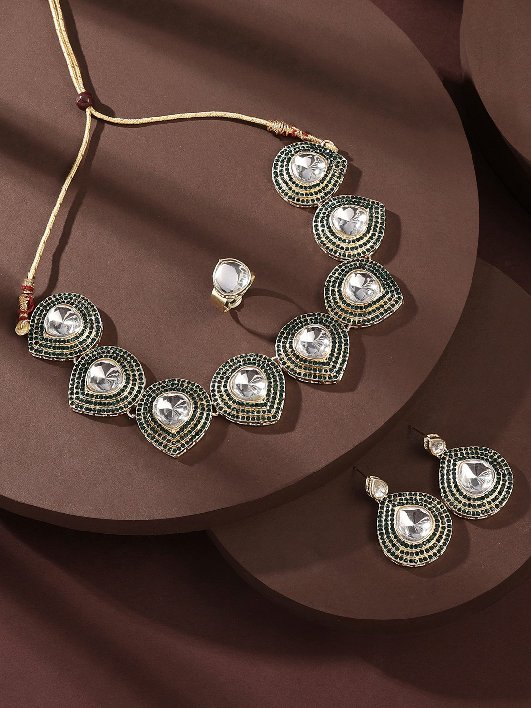 Zaveri Pearls Women Gold-Plated Austrian Diamonds & Stones Jewellery Set