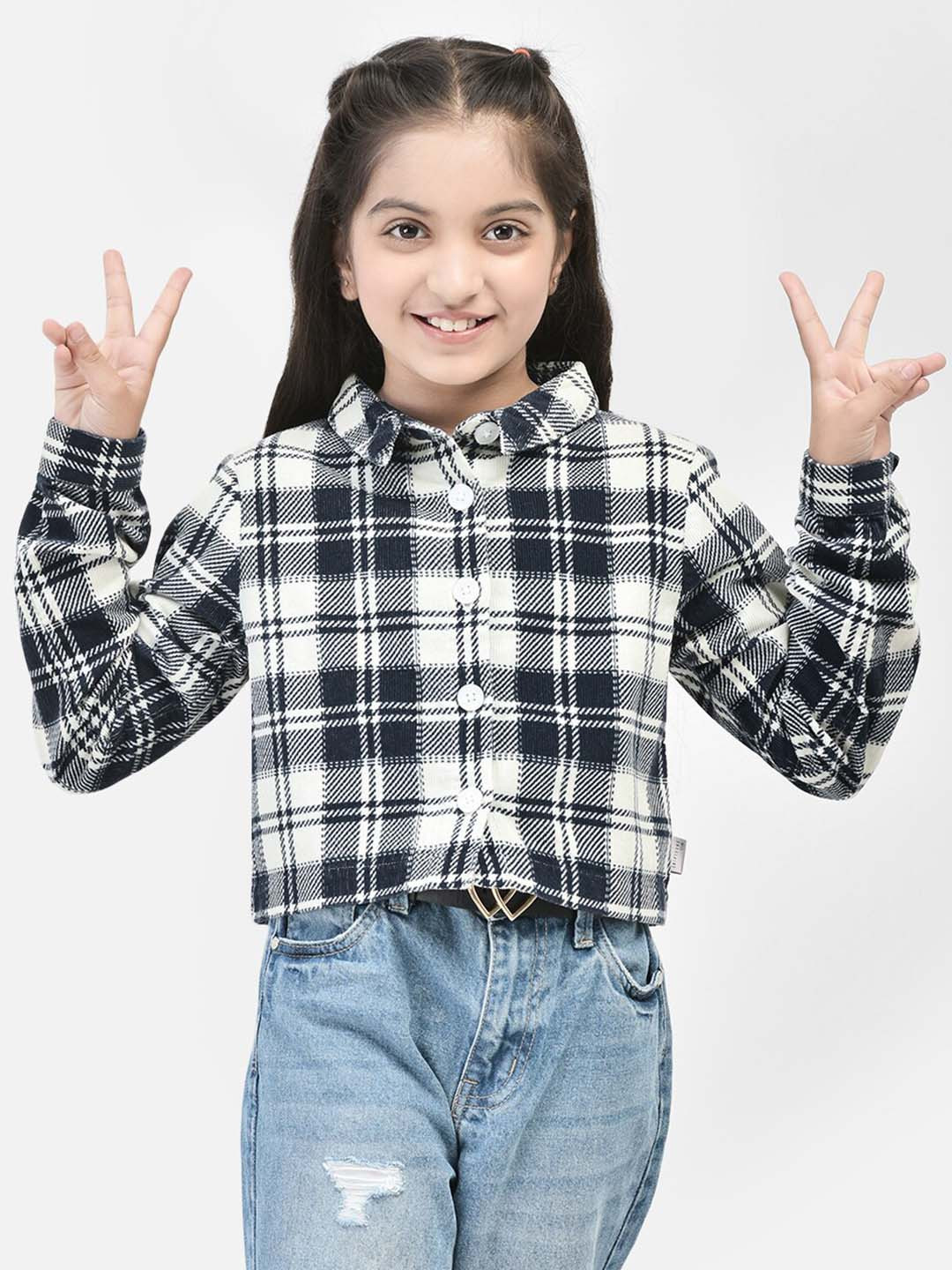 Crimsoune Club Girls Tartan Checks Opaque Casual Shirt