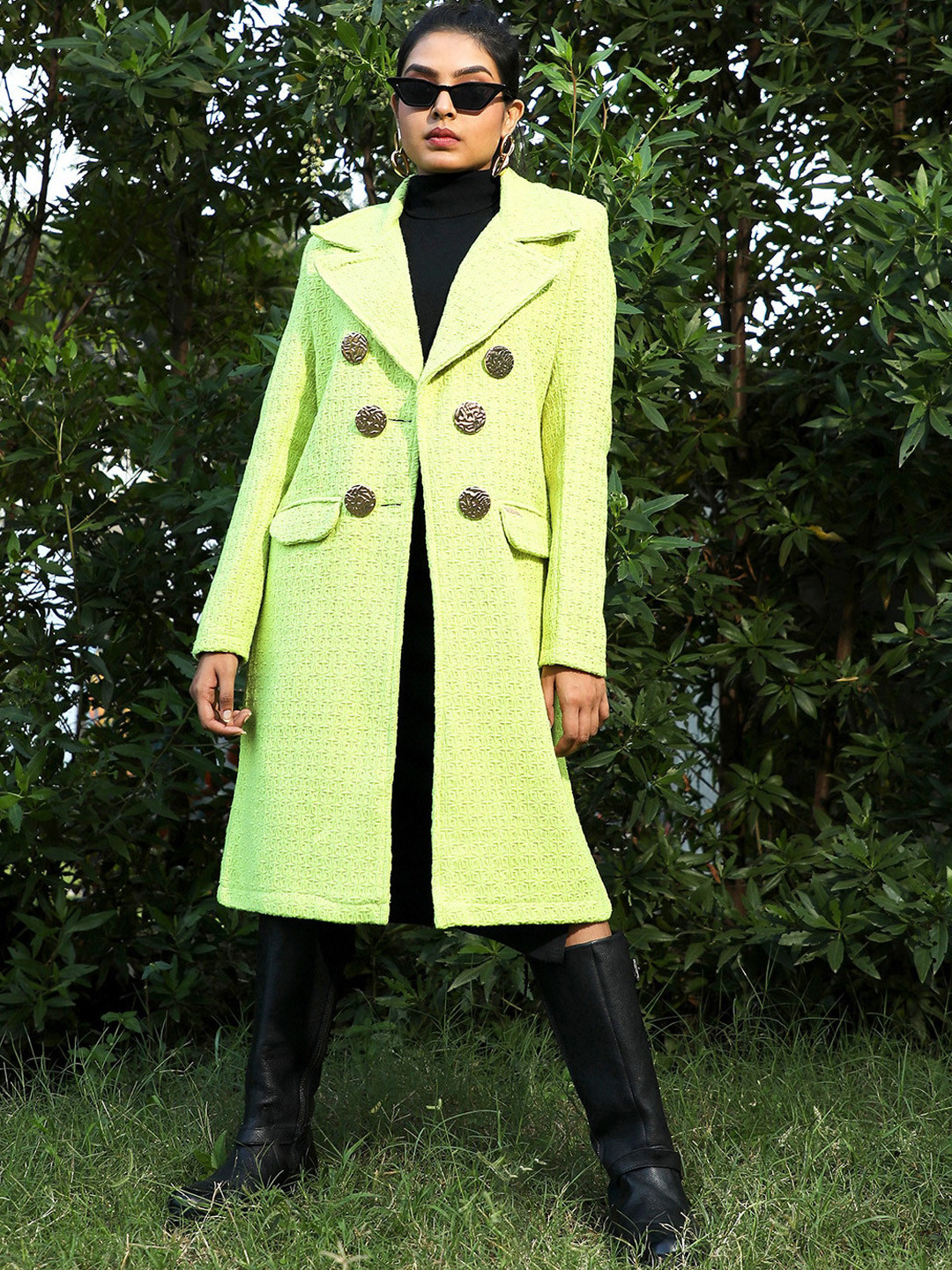 Campus Sutra Textured Longline Overcoat