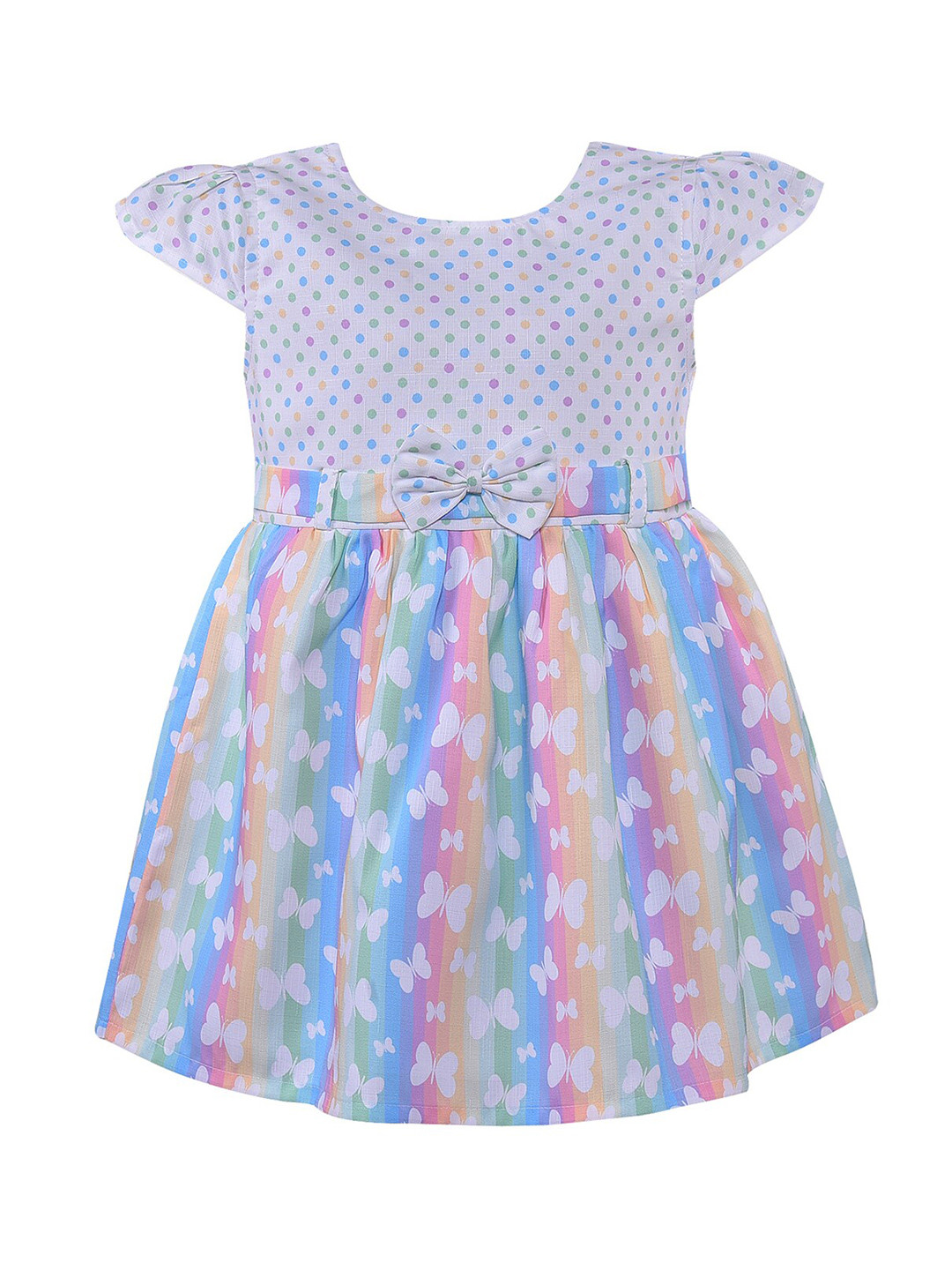 Wish Karo Green Polka Dot Print Cold-Shoulder Satin Fit & Flare Dress