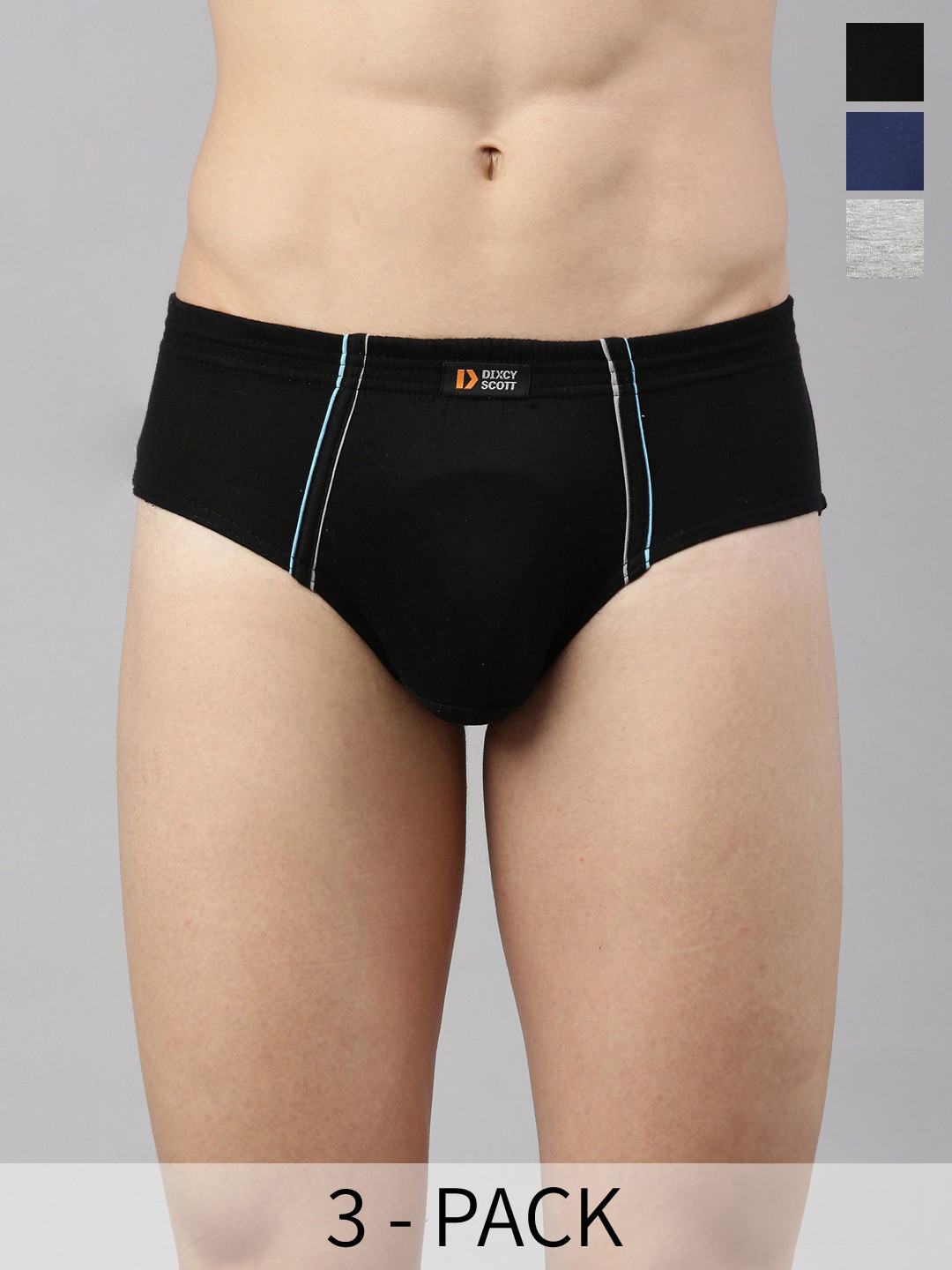 DIXCY SCOTT Pack Of 3 Pure Cotton Ribbed Basic Briefs DSO-SALSA-BRF-P3-ASST
