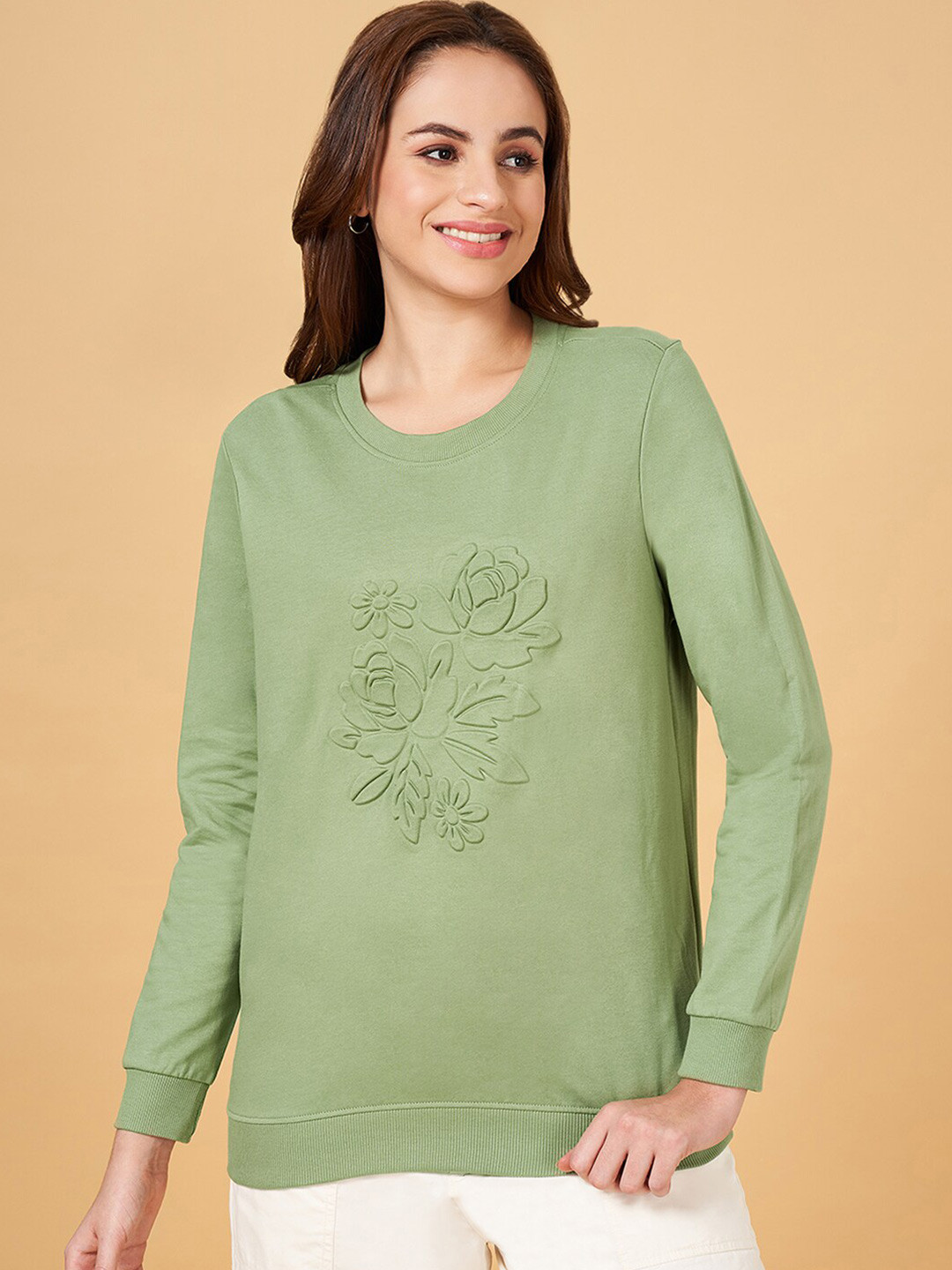 Honey by Pantaloons Self Design Floral Cotton Sweatshirt