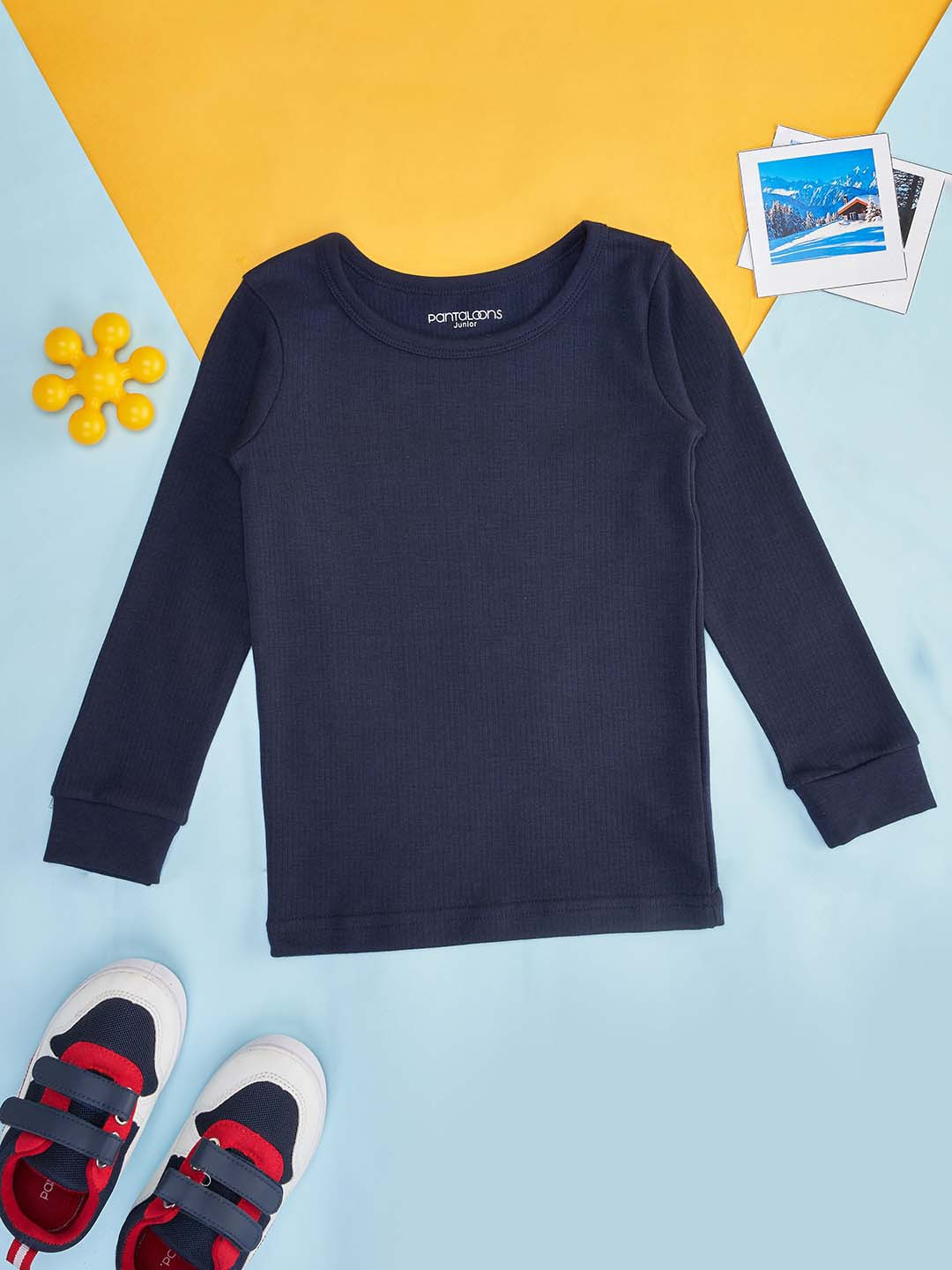 Pantaloons Junior Boys Ribbed Round Neck Thermal Top