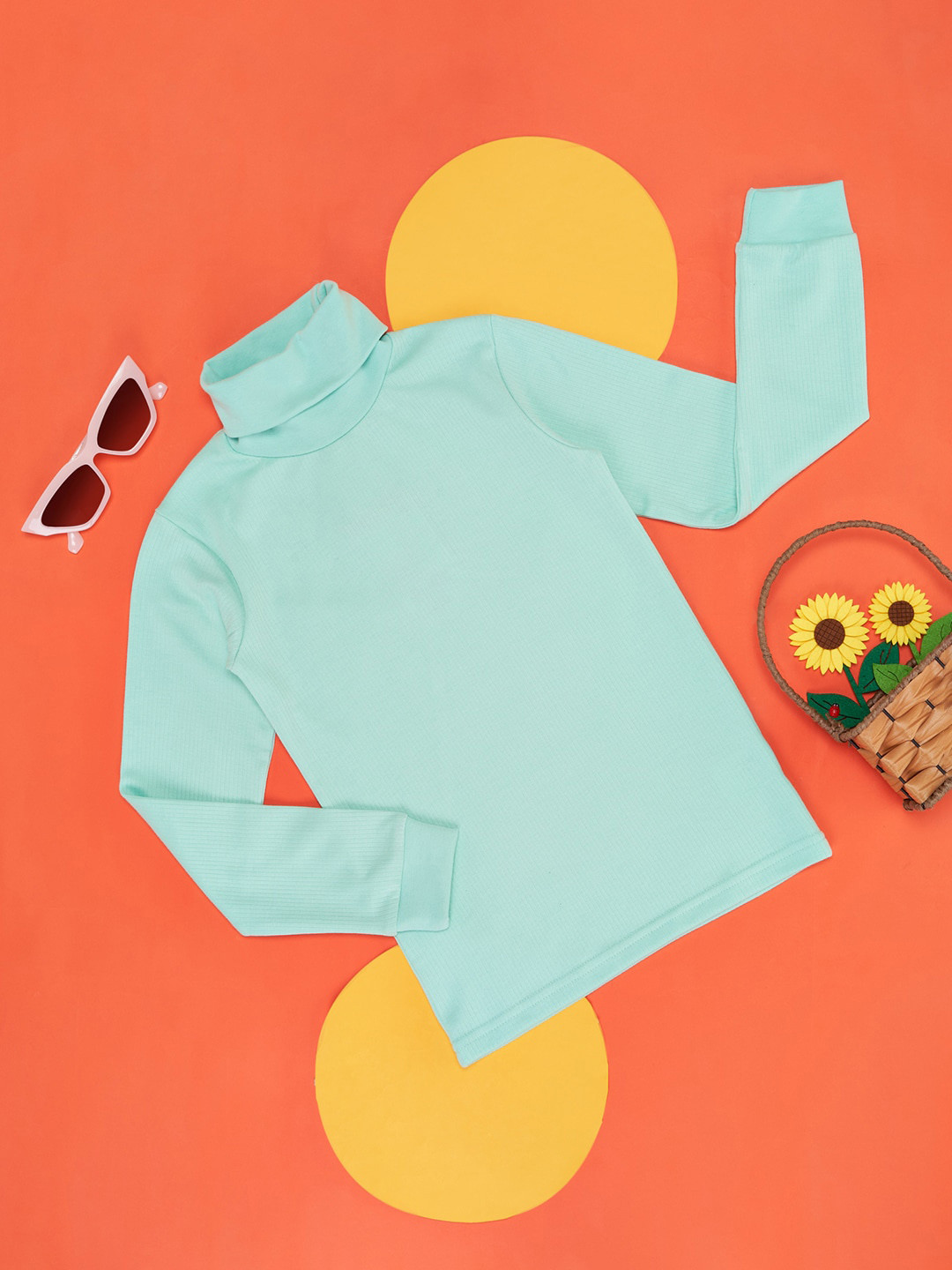 Pantaloons Junior Girls Ribbed Turtle Neck Thermal Tops