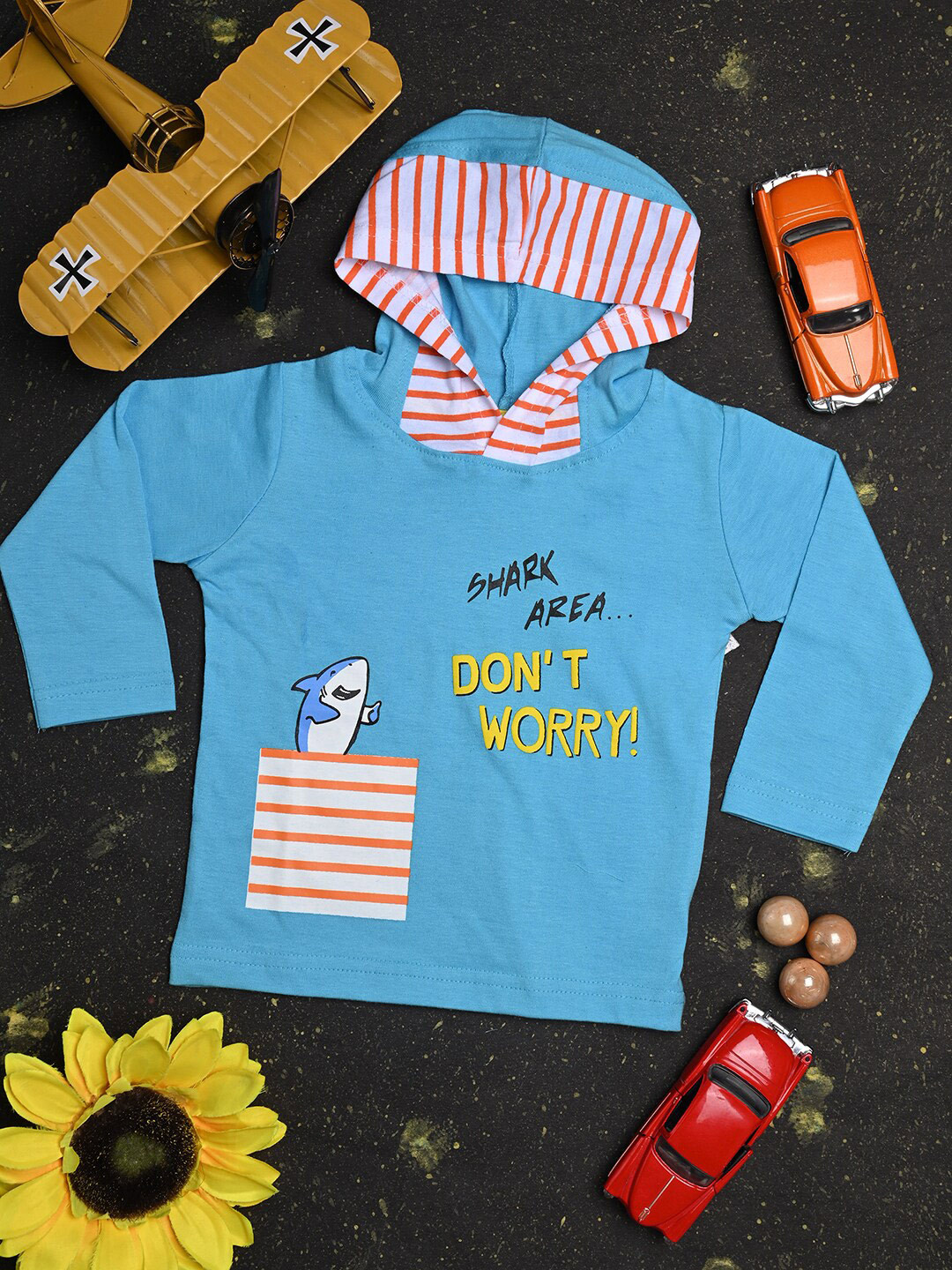 V-Mart Infant Boys Graphic Printed Cotton Hooded T-Shirt