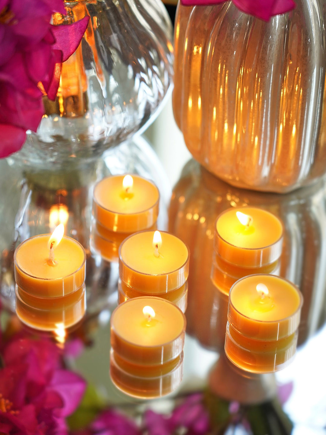 Pure Home and Living Amber 24Pcs 1 Wick Dark Amber Solid Round Regular Tea Light Candles