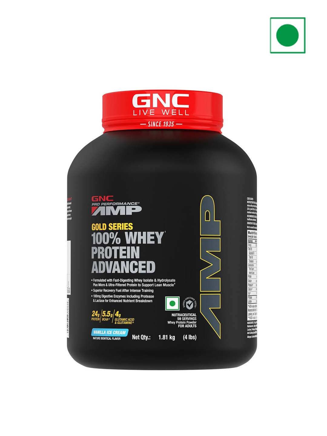 GNC AMP Pure Isolate Zero Carb Vanilla Custard - 1.81 kg