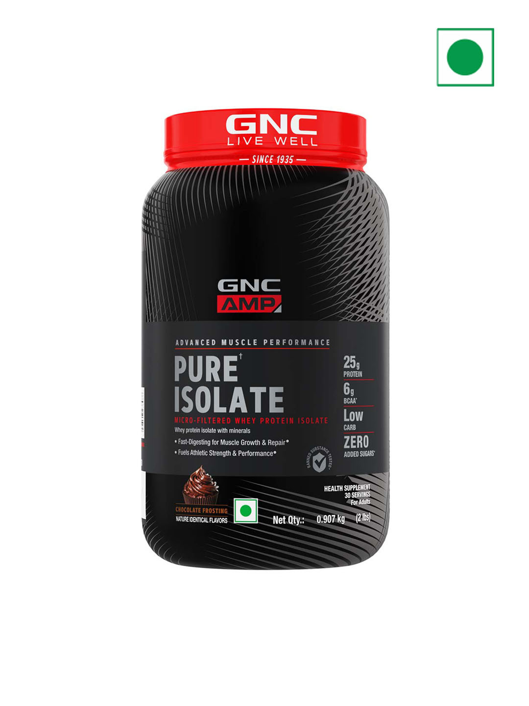 GNC AMP Pure Isolate Powder - Chocolate Frosting - 0.907 Kg