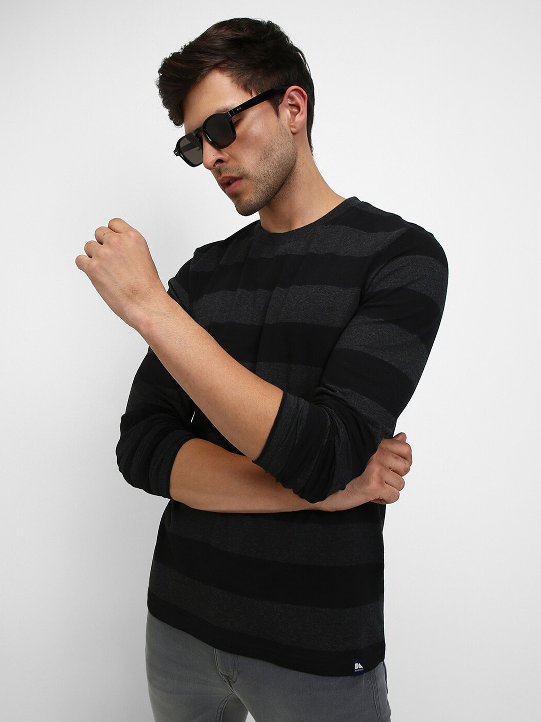 Dennis Lingo Striped Polo Collar Pure Cotton T-shirt
