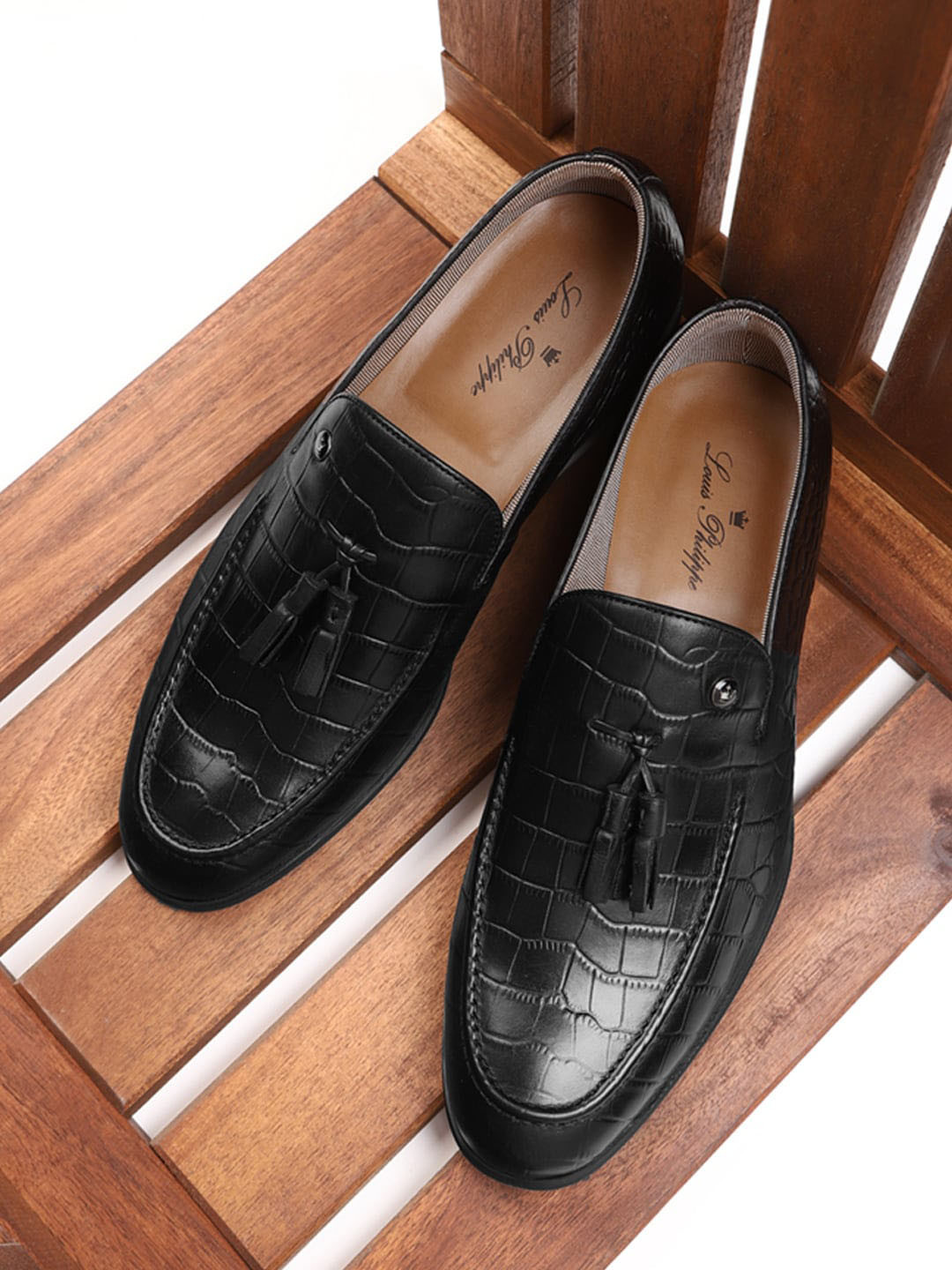 Louis Philippe Sport Men Textured Leather Slip-On Shoes