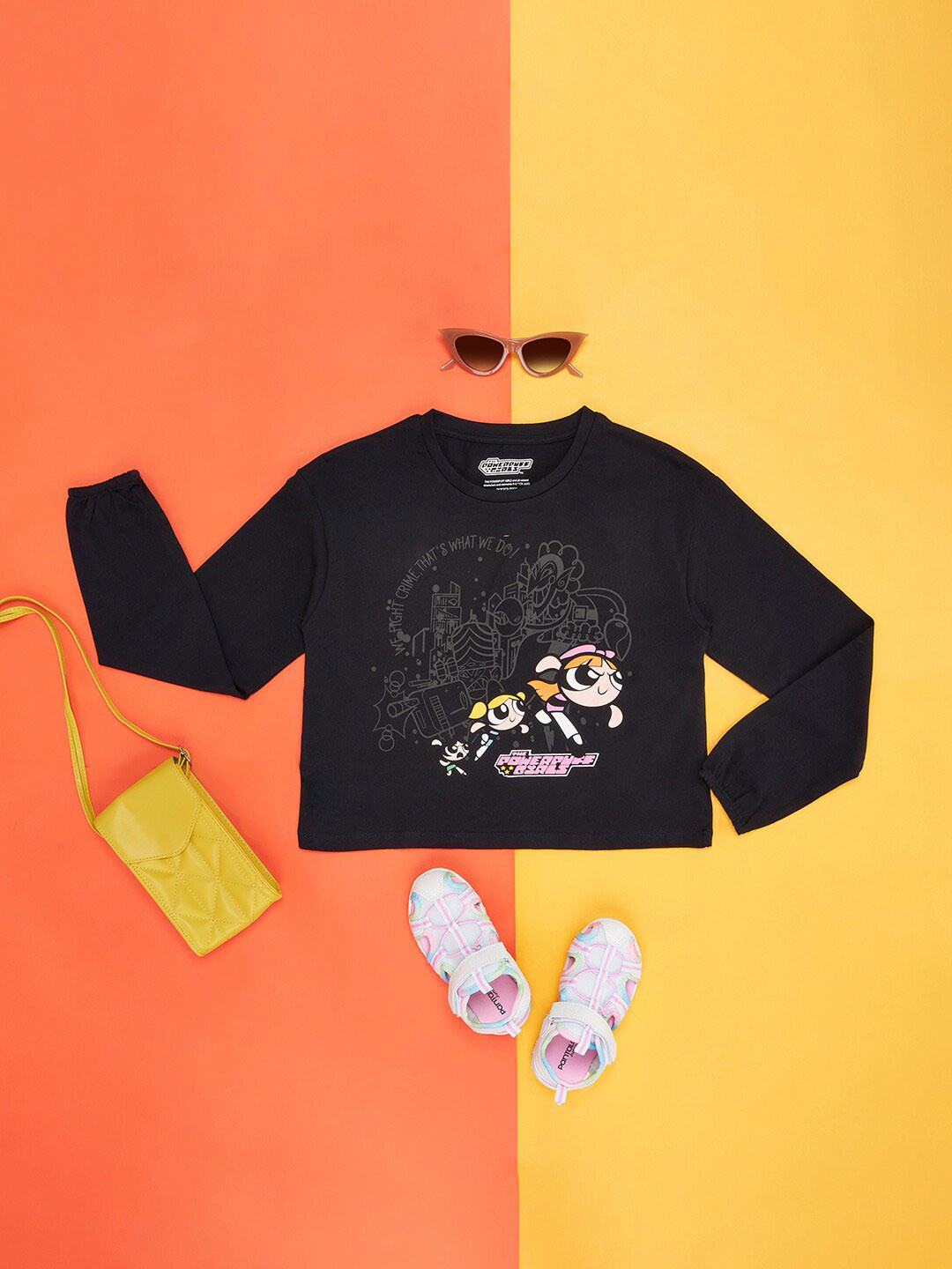 Pantaloons Junior Girls Powerpuff Girls Printed Cotton Casual T-shirt