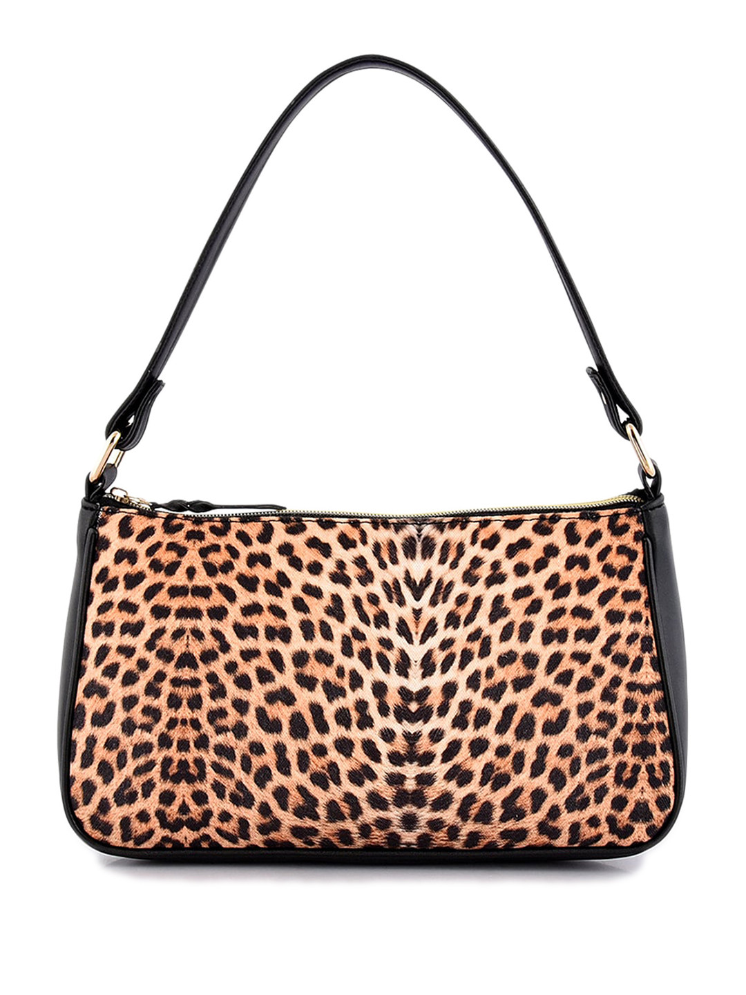 DressBerry Brown Animal Skin Printed Structured Hobo Bag