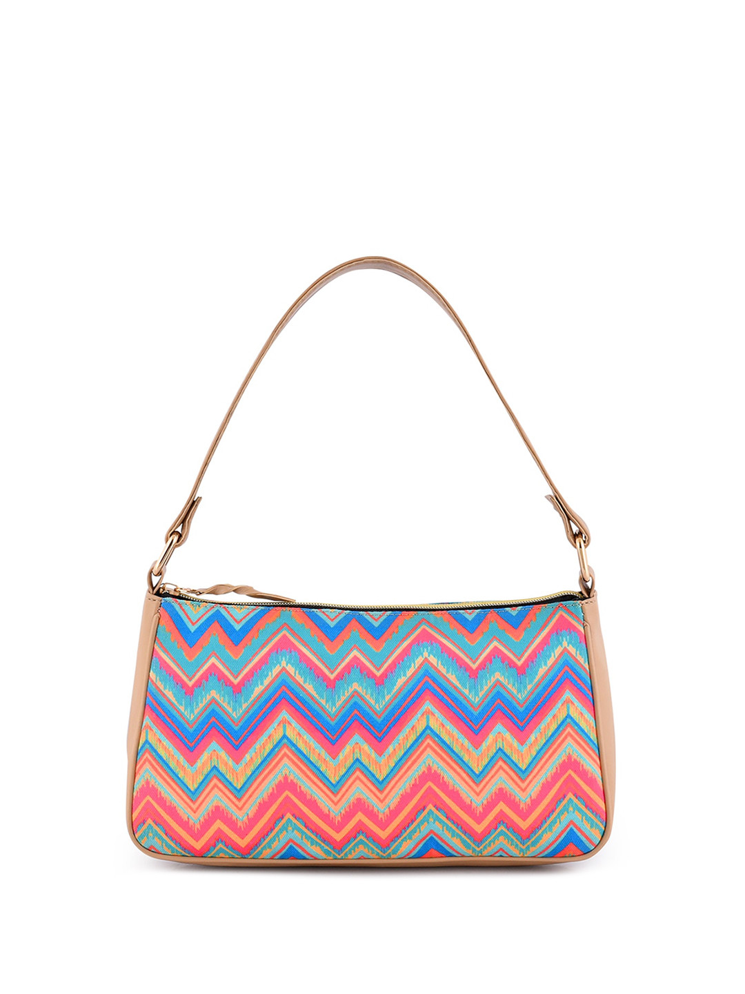 DressBerry Blue Geometric Printed Structured Hobo Bag