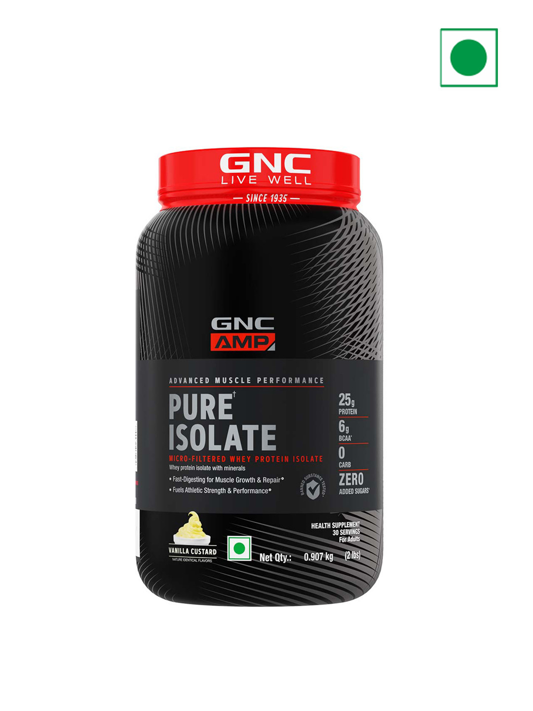 GNC AMP Pure Isolate Powder - Vanilla Custard - 0.907 Kg