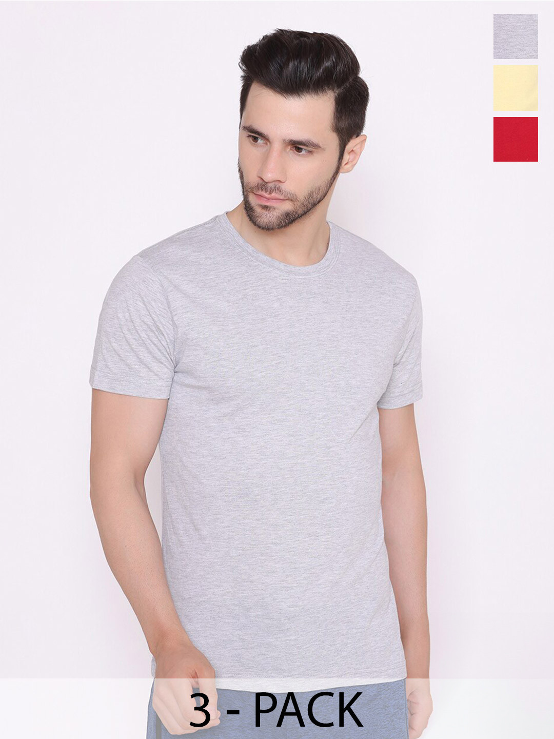 BODYACTIVE Pack of 3 Round Neck T-shirt
