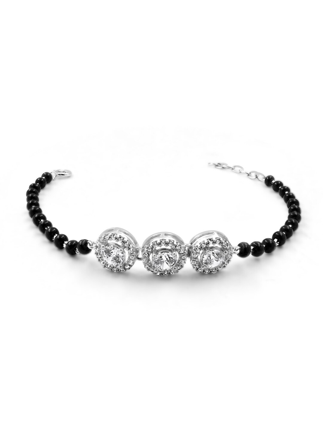 Zarkan Rhodium-Plated Hand Mangalsutra Bracelet
