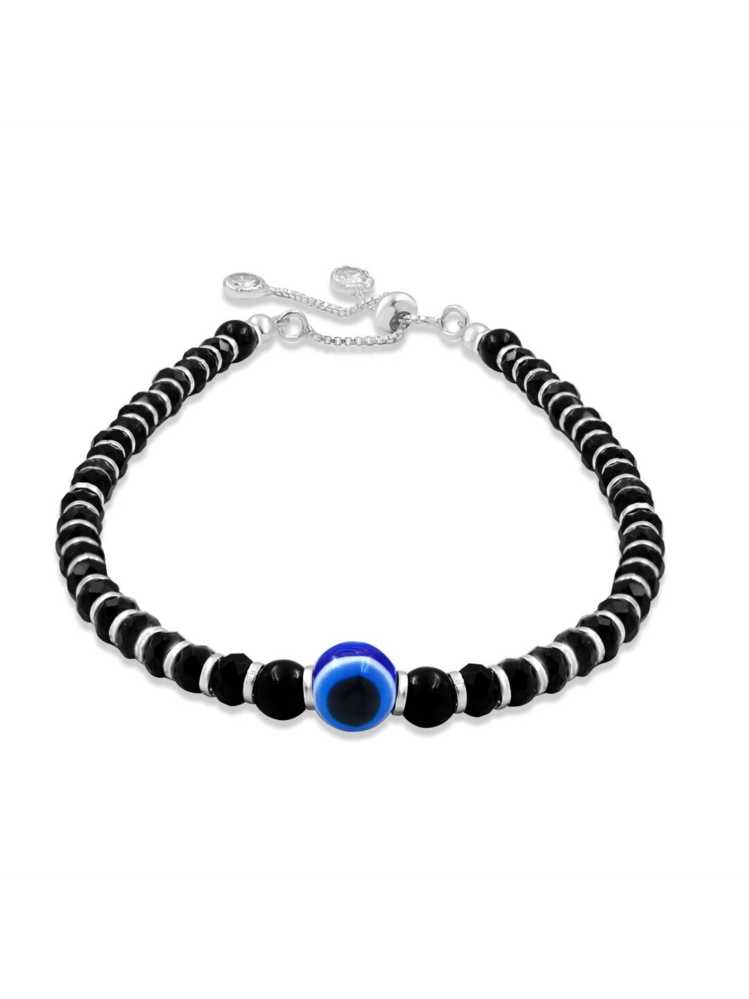 Zarkan Sterling Silver Rhodium-Plated Evil Eye Link Bracelet