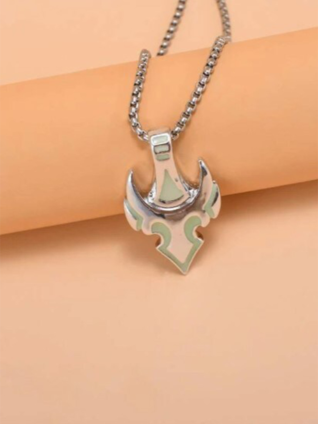 VIEN Silver-Plated Glowing In The Dark Gothic Anchor Pendant With Chain