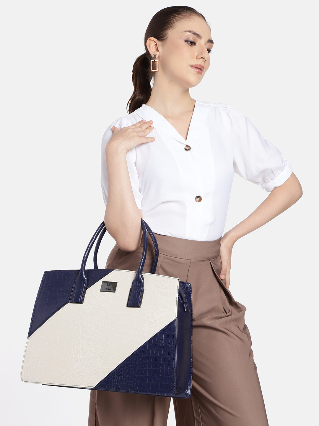 Allen Solly Croc Textured Laptop Handheld Bag