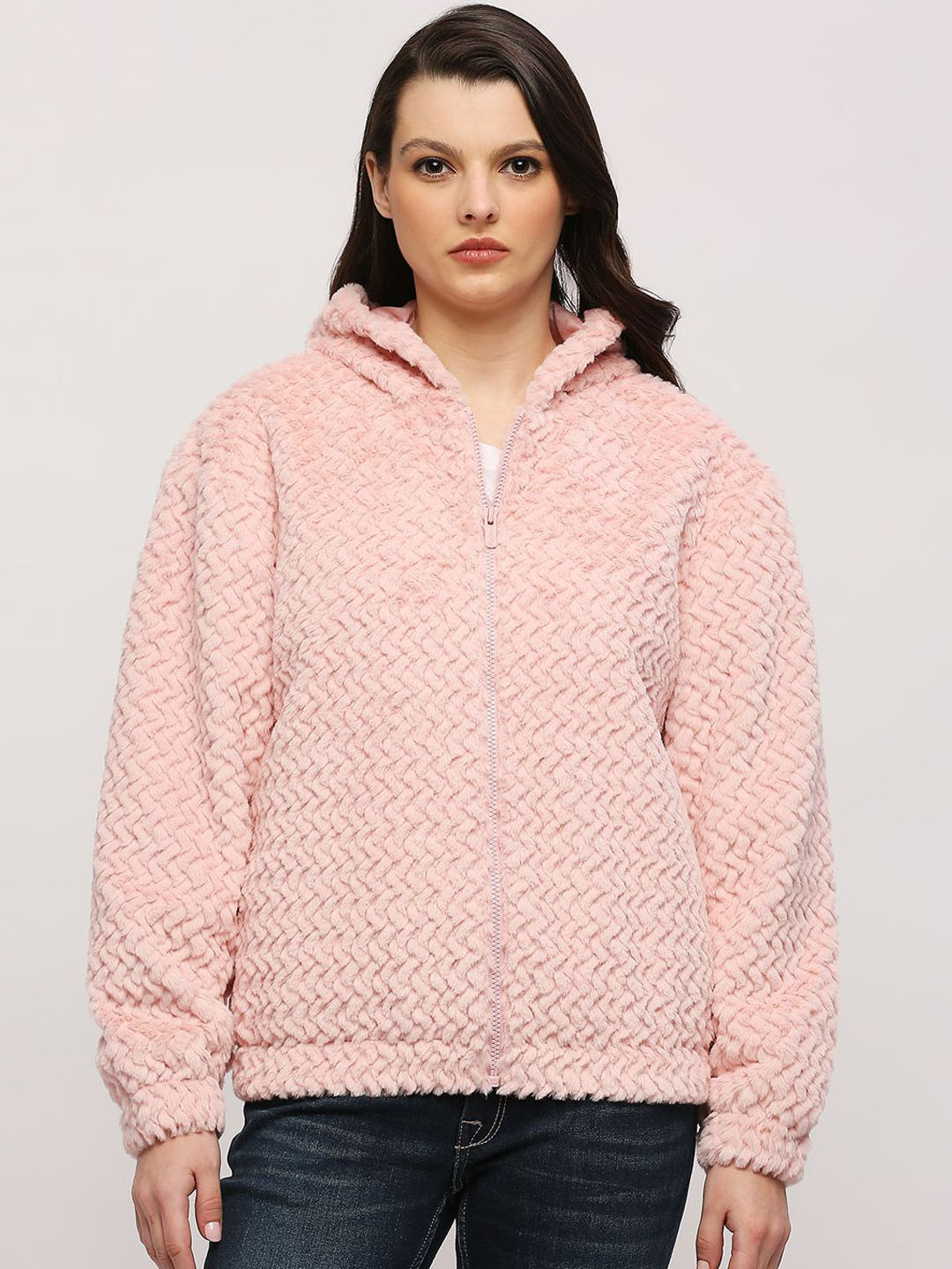 Pepe Jeans Faux Fur Trim Hooded Tailored Jacket