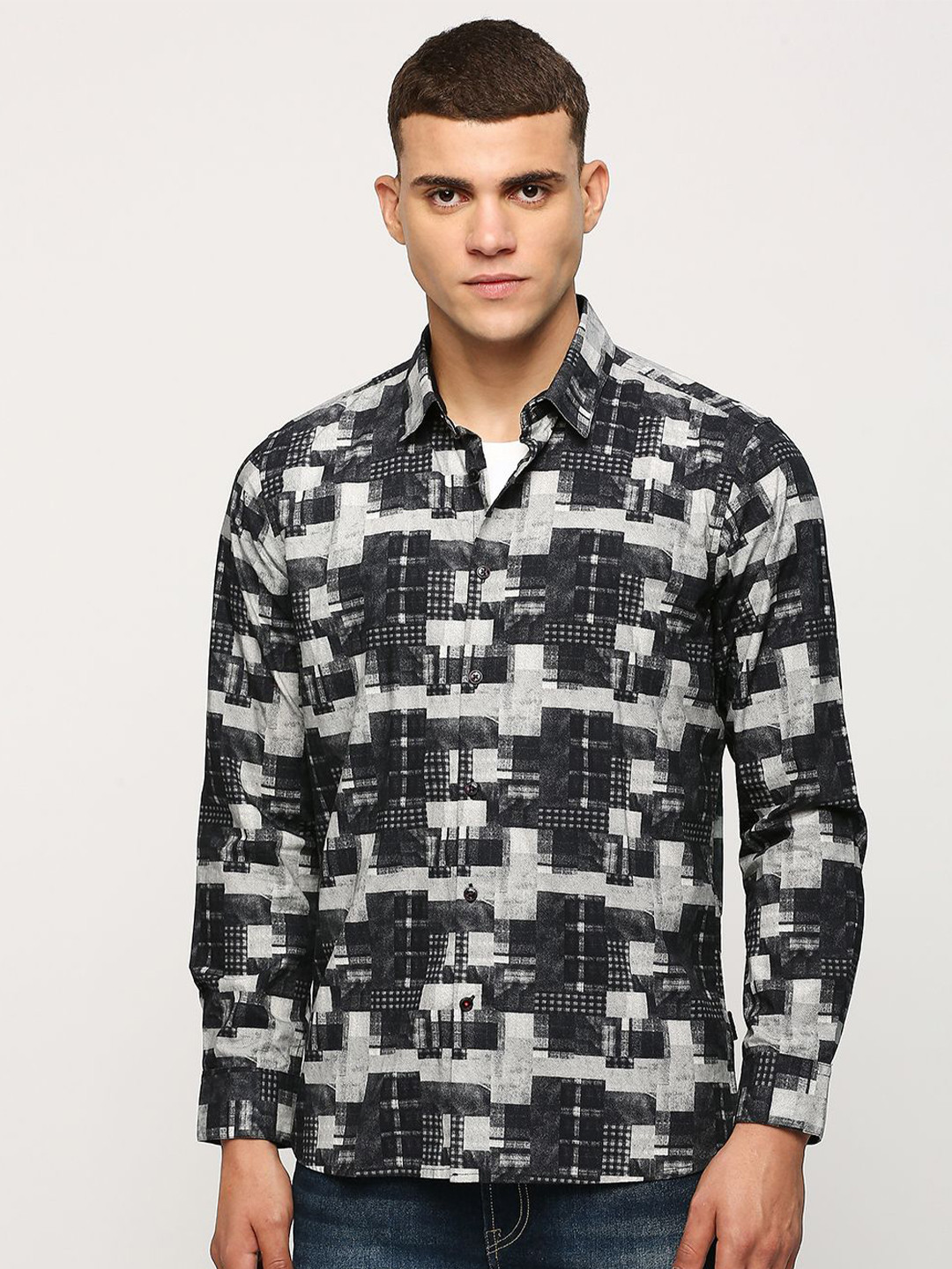 Pepe Jeans Men Black Opaque Printed Casual Shirt