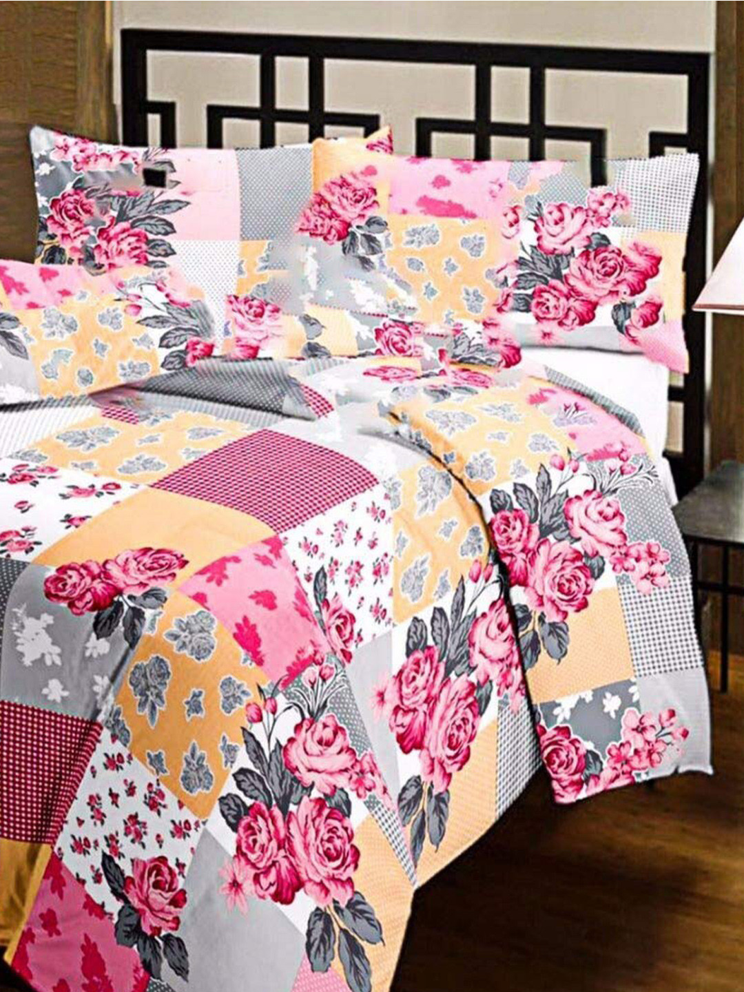 COZYEXPORTS White & Pink Floral 200 GSM AC Room Cotton Single Bed Dohar