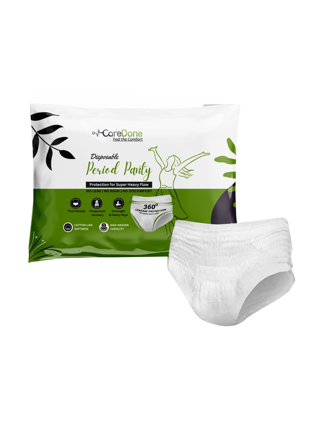 CareDone Pack Of 2 Day and Overnight Leak Proof White Period Panties